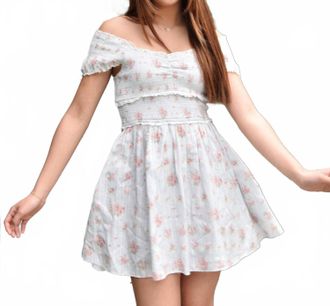 LoveShackFancy Siona Floral Mini Dress In Skylight Blue