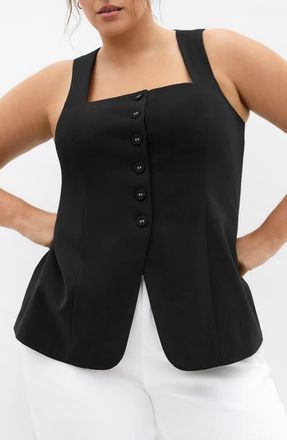 City Chic Jaz Peplum Vest in Black at Nordstrom, Size 22W