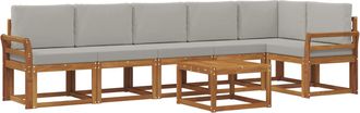 vidaXL Conjunto De Sof&aacute;s De Exterior 7 Uds. Gris Natural Y Claro Vidaxl