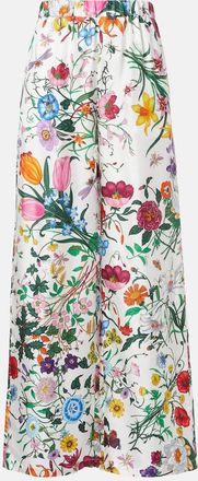 Gucci Gucci Flora silk twill palazzo pants