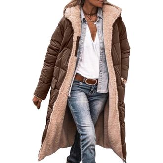 Generic Ladies Hoodies Uk Winter Coats for Women UK Quilted Down Longline Puffer Parka Coat Fleece Lined Waterproof Jacket with Fur Hood Autumn Winter Plus Si