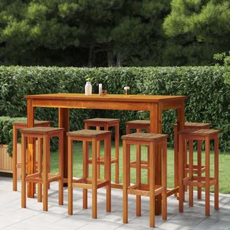 vidaXL Juego Muebles De Bar De Jard&iacute;n 9 Piezas Madera Maciza De Acacia Vidaxl