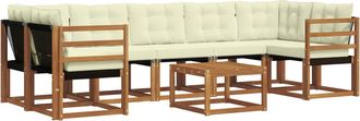 vidaXL Conjunto De Sof&aacute;s De Exterior 8 Uds. Natural Y Crema Vidaxl