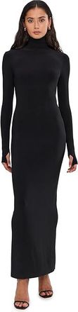 Norma Kamali Turtle Long Dress Womens Dress Black : XL (Womens 10), Elastane/Polyester
