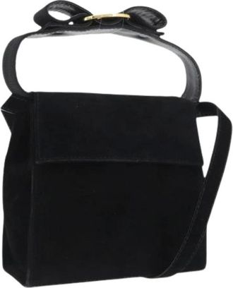 Ferragamo Pre-owned Shoulder Bags, female, Black, Size: ONE SIZE Pre-owned Suede Shoulder Bag