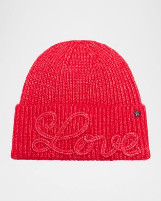 Jocelyn Love Embroidered Knit Beanie