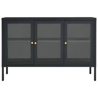 Berkfield Home Sideboard Anthracite 105x35x70 cm Steel & Glass in Black | Size: 105 x 35 x 70 cm