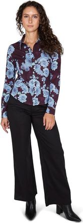 Lords of Harlech Stephanie Stretch Knit Shirt in Serious Floral Plum at Nordstrom, Size X-Small