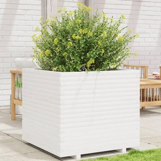 vidaXL Jardinera De Madera Maciza De Pino Blanca 80x80x72 Cm Vidaxl