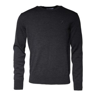 Dolce & Gabbana Sweatshirts, male, Gray, S, Dark Grey Wool Crew Neck Jumper
