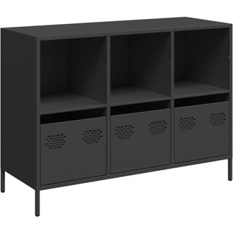 vidaXL Vidaxl - Aparador De Acero Laminado En Fr&iacute;o Negro 101,5x39x73,5 Cm