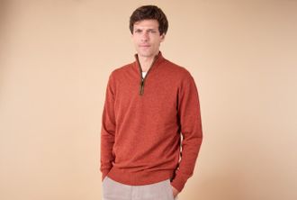 Bexley Jersey de lana para hombre con cuello cremallera Especia moteado - KEITHY