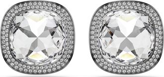 Swarovski Una Angelic Cushion Cut, White, Ruthenium Plated Clip Earrings