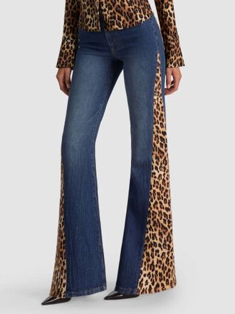 Alice & Olivia Georgetta Leopard Jean In Blue