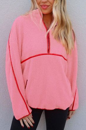Azura Exchange Womens Fleece Pullover With Zip - Light Pink - Size X-Large
