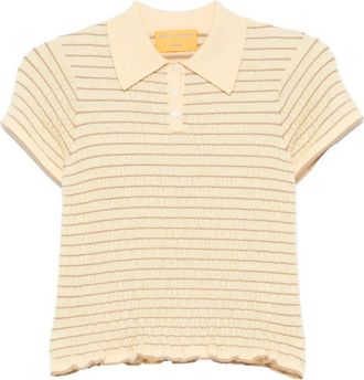 Guest In Residence Smocked Shrunken Polo - Dames - Cashmere truien - Geel - XS - Kasjmier - Truien & Vesten