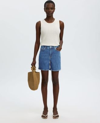 Selected Pantaloncini di jeans blu medio