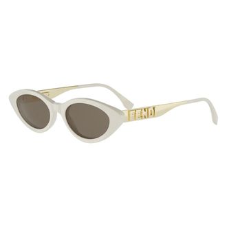 Fendi Fendigraphy Zonnebril - unisex - Accessoires - Wit - Maat: 51 MM Leer