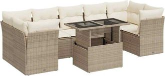 vidaXL Set De Sof&aacute;s De Jard&iacute;n Y Cojines 8 Piezas Rat&aacute;n Sint&eacute;tico Beige Vidaxl