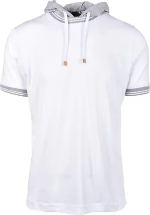 Ferrante White/Grey Contrast Hood Stretch Cotton T-Shirt
