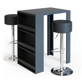 Vicco Tavolo bar con sgabelli, Antracite, 57 x 80 cm con 2 sgabelli da bar