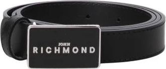 John Richmond Leren Riem met Rechthoekige Gesp - Dames - Riemen - Zwart - 85 CM - Katoen - Accessoires