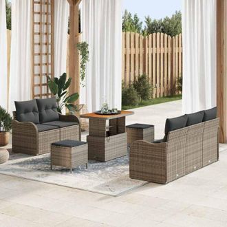 vidaXL Vidaxl - Conjunto De Sof&aacute; De Jard&iacute;n Con Coj&iacute;n 8 Pcs Gris 90 X 55 X 71 Cm