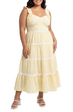 By Design Alabama Daisy Lace Trim Maxi Dress in Golden Haze/White at Nordstrom Rack, Size 3 X