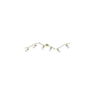 Trio Levisto barra led 6 spots orientabile ottone + vetro L.180CM 6 luci attacco E14, lampadine incluse 29,4W 2820LM 3000K
