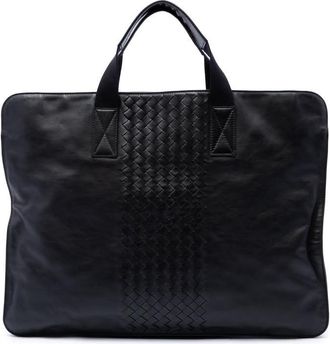 Bottega Veneta Pre-owned Bottega Veneta Intrecciato Trimmed Leather Soft Briefcase Unisex 8LFQ6U7WFG2RZKA5