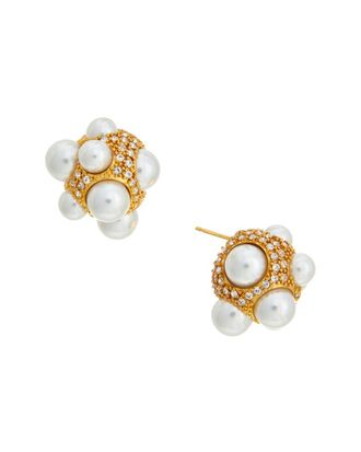 Oscar De La Renta Oscar De La Renta Pearl Pave Cluster Earrings