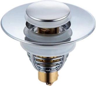 OEM Tap&oacute;n De Desag&uuml;e - V&aacute;lvula Inferior - Evita Obstrucciones - Con Filtro Para Cabello - Universal - Color Plata