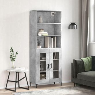 vidaXL Aparador Alto Madera Contrachapada Gris Hormig&oacute;n 69,5x34x180 Cm Vidaxl