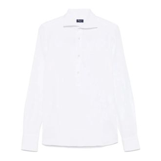 Finamore Formal Shirts, male, White, Size: 4XL White Cotton Button-Up Shirt