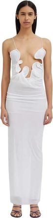 CHRISTOPHER ESBER Witte Maxi Jurk met Golfuitsnijding - Dames - Feestkleedjes - Wit - S - Kleedjes
