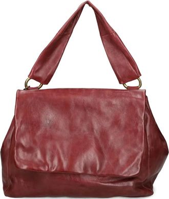 A.S.98 Borsa a spalla in pelle con battente - Rosso