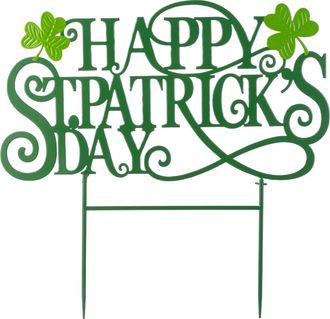 Glitzhome Metal Happy St. Patricks Day Yard Stake in Green at Nordstrom, Size Medium