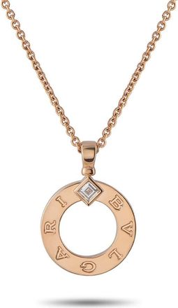 Bulgari Pre-Owned Bvlgari 18K Rose Gold Diamond Pendant Necklace BV14 031326