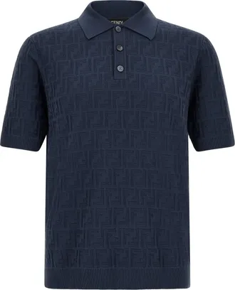 Fendi Blue Shirt Collar Polo