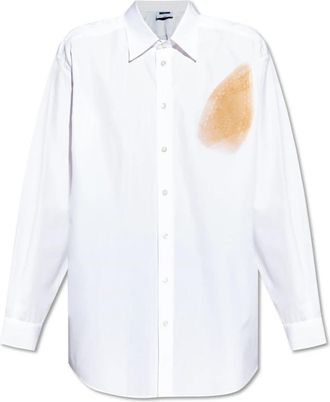 Moschino Cotton Poplin Shirt Archive - Heren - Casual Overhemden - Wit - L - Katoen - Overhemden