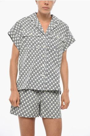 Tory Burch Short-sleeved ZEBRA Cotton Shirt size 40