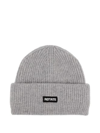 Rotate logo-patch beanie hat - women - Alpaca Wool/Wool/Polyester/Elastane - One Size - Grey