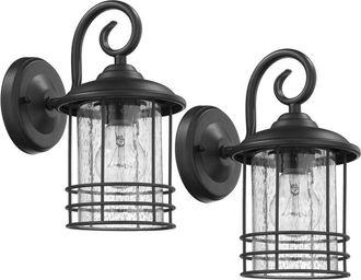 Chloe Lighting Transitional 1 Light Black Outdoor Wall Sconce 10 Height, 2-pack