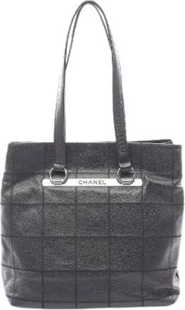 Chanel Pre-owned Choco Bar Kalfsleren Tote Bag - Dames - Vintage Shopper - Zwart - ONE Size - Leer - Vintage