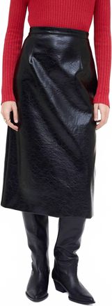 Wild Pony Faux Leather Midi Skirt In Black