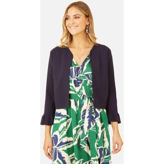 Yumi Bell Sleeves Cropped Cardigan in Navy at Nordstrom, Size Medium