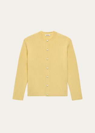 Helmut Lang Mens Wool Ribbed Crewneck Cardigan