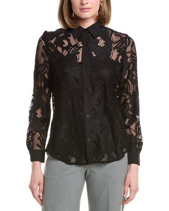 Anne Klein Button Down Blossom Lace Top