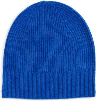 Nordstrom Rib Cashmere Beanie in Blue Surf at Nordstrom