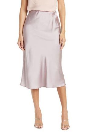 Renee C Solid Satin Midi Skirt in Lavender at Nordstrom Rack, Size Medium